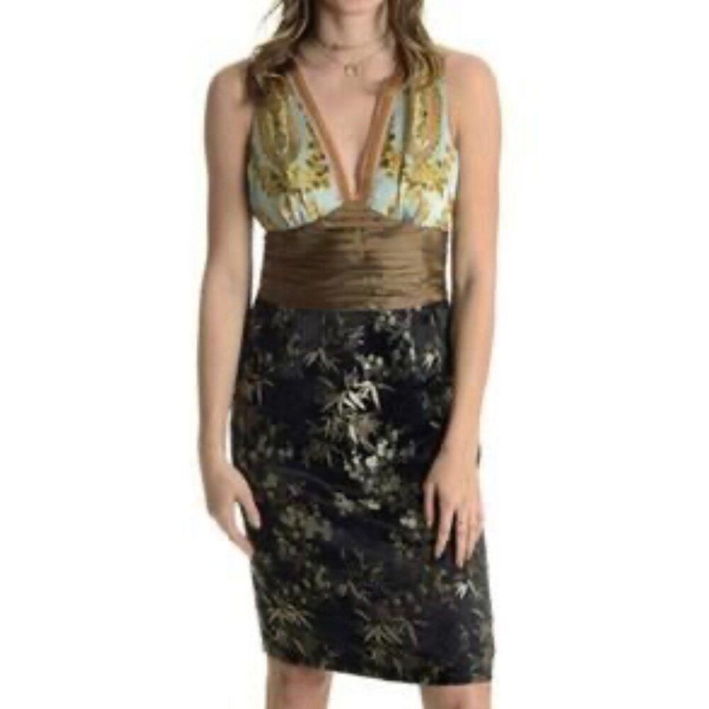 Phoebe Couture Women’s Asian Floral Brocade Sleeveless Dress Size 8